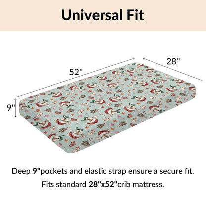 Cstdyfrv Christmas Reindeer Santa Hat Snowman Baby Crib Sheets Cute Christmas Deer Trees Candy Standard Crib Toddler (photo 4)