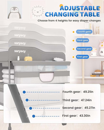 Saryocy Baby Changing Table with Adjustable Height and Storage Drawers