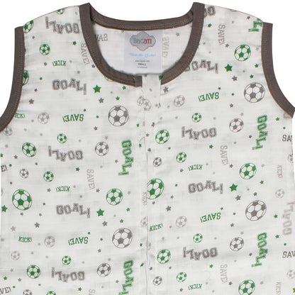 Bacati Soccer Ball Muslin Sleep Sack, Green/Grey, Small (photo 3)