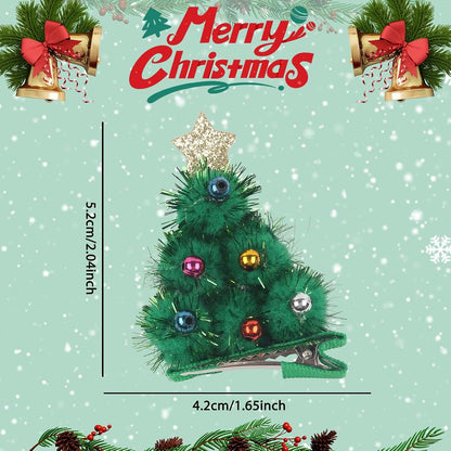 BabyOneStop Green Christmas Tree Hair Clips, 2-Pack with Pearl and Star Design for Girls
