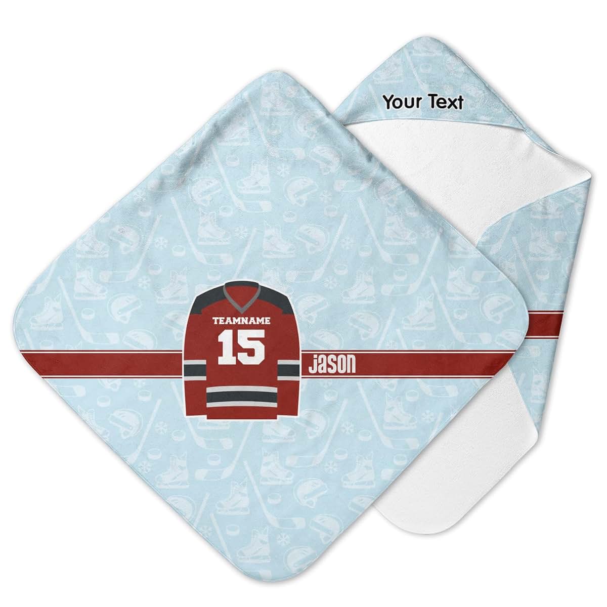 YouCustomizeIt Personalized Hockey Hooded Baby Towel