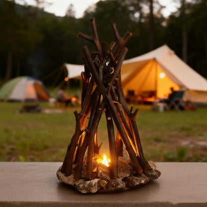 Campfire Lamp Night Light with Realistic Flame Sound