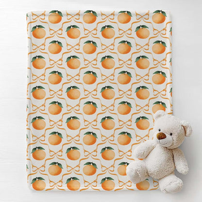 Cstdyfrv Watercolor Oranges Bows Baby Blanket, 40x50 Inch Flannel Swaddle (photo 2)
