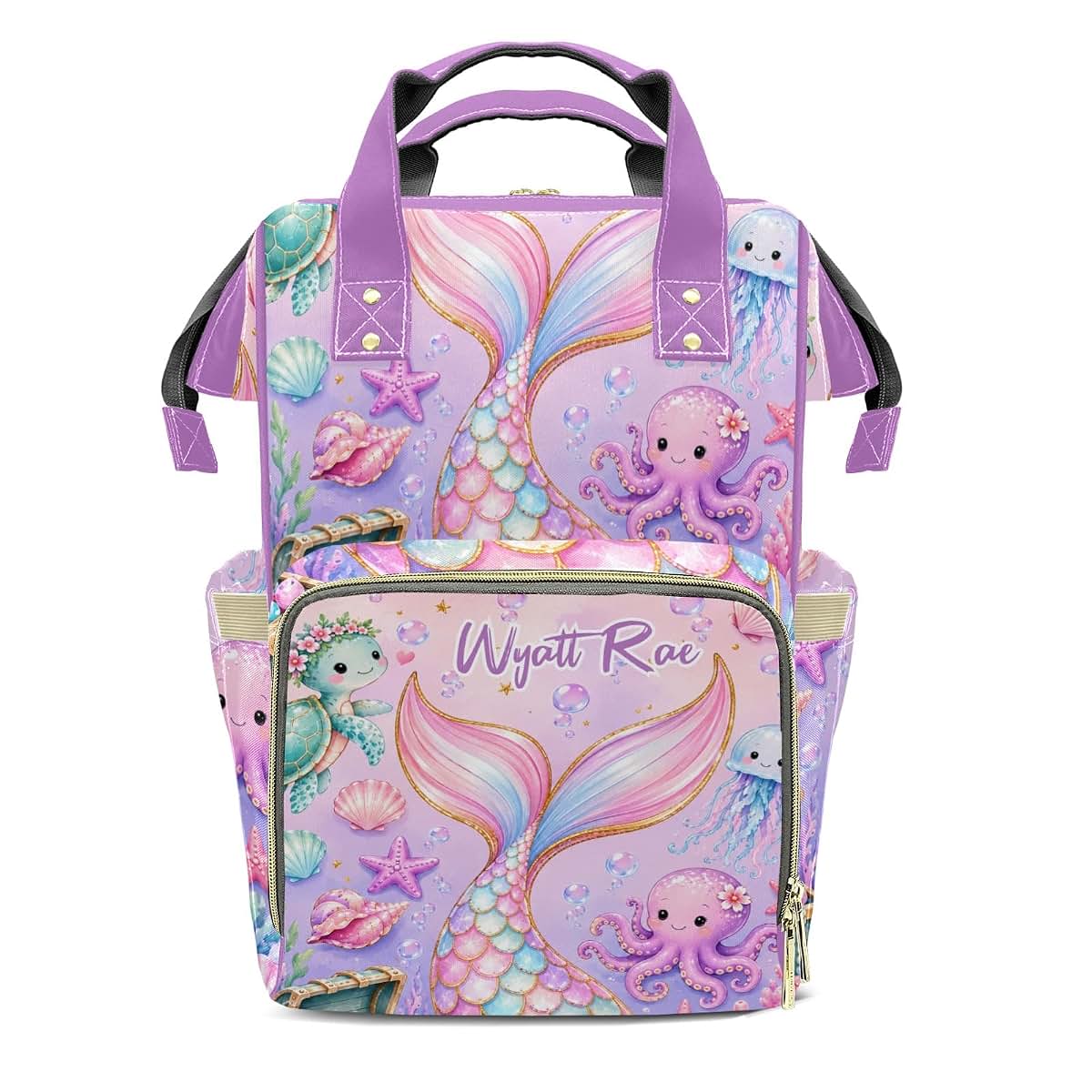 Joyestore Custom Mermaid Diaper Backpack Mom Baby Bag for New Parent Gift