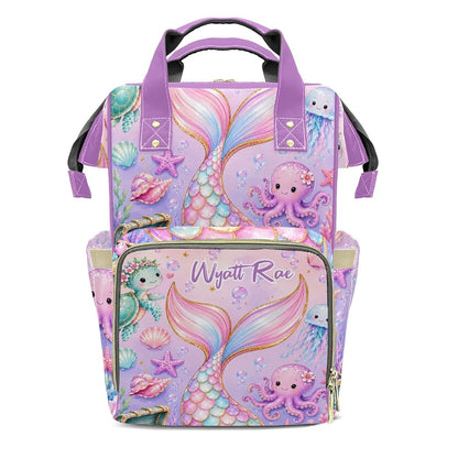 Joyestore Custom Mermaid Diaper Backpack Mom Baby Bag for New Parent Gift
