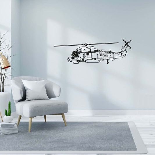 All Things Valuable Amphibious Helicopter Silhouette Vinyl Wall Art Sticker