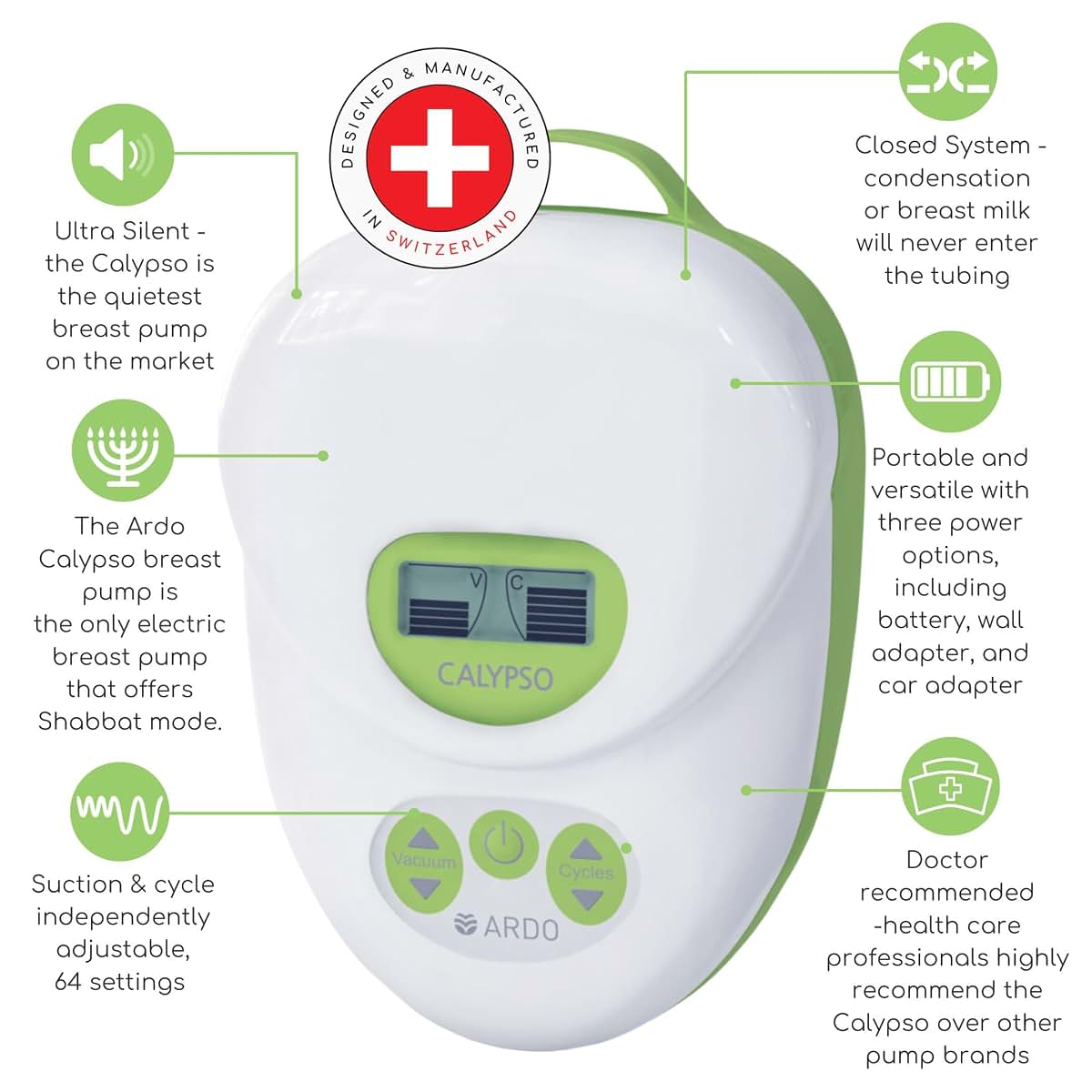 Ardo Calypso-to-Go Double Electric Breast Pump with 64 Settings and Pump Bag