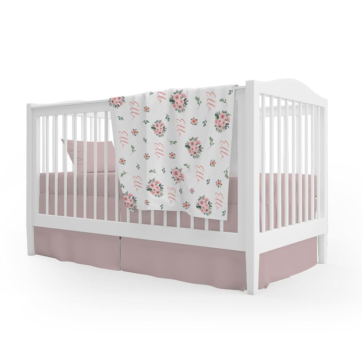 Girls Love A Monogram - Pink Blushing Floral Pattern Baby Blankets for Girls - Custom Baby Blankets for Girls (photo 2)