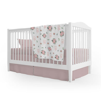 Girls Love A Monogram - Pink Blushing Floral Pattern Baby Blankets for Girls - Custom Baby Blankets for Girls (photo 2)