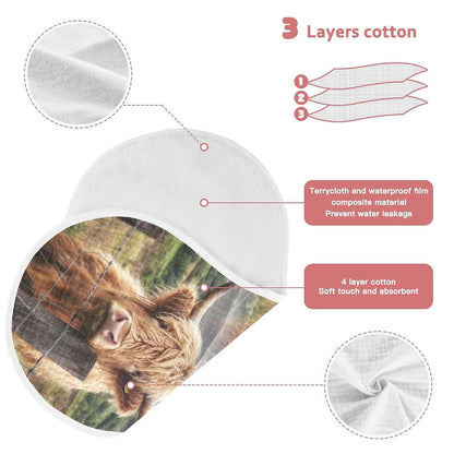 Kigai Highland Cow Muslin Burp Cloths 4 Pack 22x11 Inch