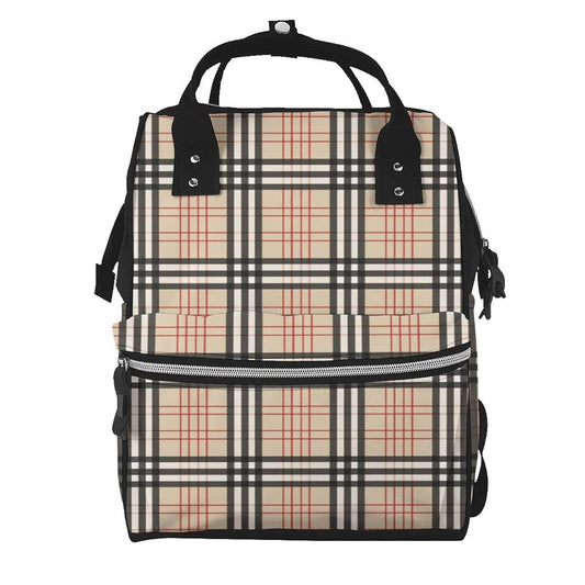 LYPZMET Beige Plaid Tartan Checkered Diaper Bag Backpack