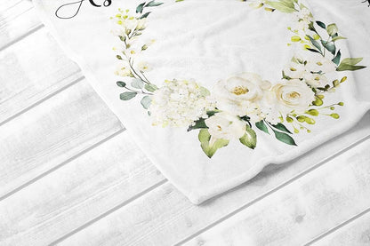 UnoCo Floral Wreath Milestone Blanket Girl, White Rose Baby Month Blanket, Personalized Baby Girl Shower Gift, Baby (photo 2)