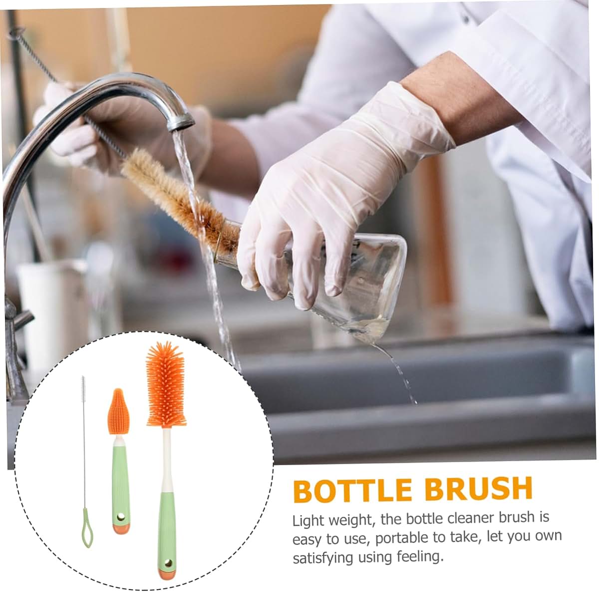 Silicone 3-Piece Cleaning Brush Set for Bottles, Straws, and Pacifiers