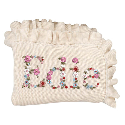 SWaddle AN Personalized Floral Embroidered Name Blanket, 100% Cotton Knit