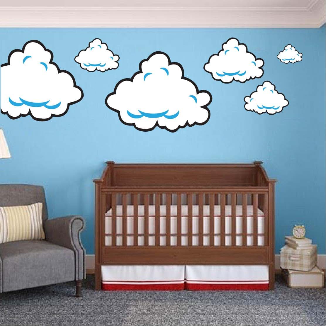 Wall Decals Large Clouds Wall Decal - Gameroom Clouds Decals - Kids Bedroom Cloud - Super Bros Game Cloud Decals –
