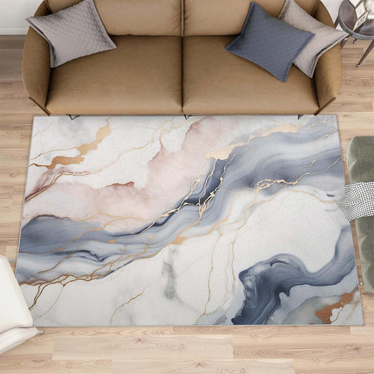 Hyguiuid Modern Luxury Marble Area Rug 5x6 - Stone Textured Marbling Area Rugs