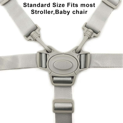 XQIGI Replacement 5 Point High Chair Harness Straps, Grey Button