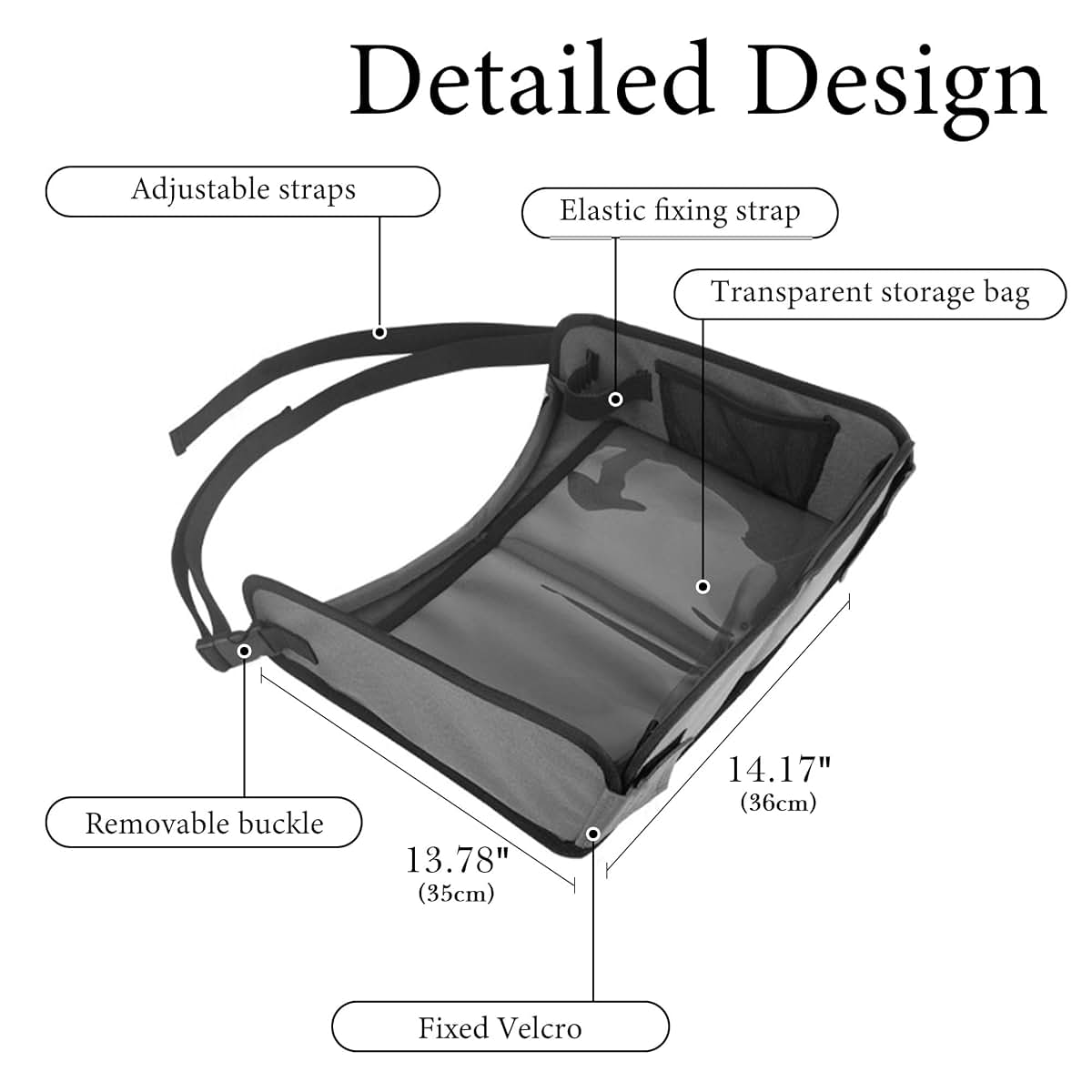 ReignSword Portable Car Seat Tray for Travel, Foldable Drawing Board with Pockets