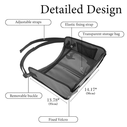 ReignSword Portable Car Seat Tray for Travel, Foldable Drawing Board with Pockets