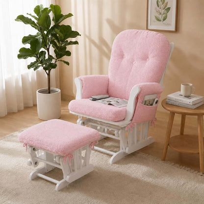 Boshen 5-Piece Glider Rocker Replacement Cushions With Ottoman Cover, Pink (photo 3)