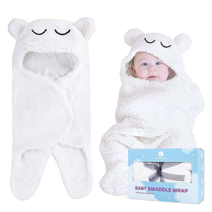 Snuggle Bear Baby Swaddle Blanket Wrap Cute Newborn Bear Onesie White