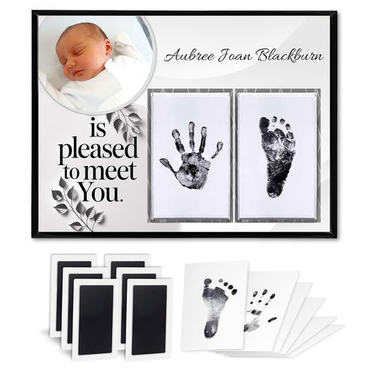 Classic Awards Baby Hand and Footprint Kit with Photo & Birth Details, Inkless Hand and Footprint Kit, Newborn Keepsake