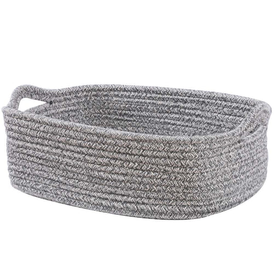 Woven Cotton Rope Storage Basket, Cube Changing Table Organizer for Closet Towels, Baby Nursery Bin, Small Dog Cat Toy