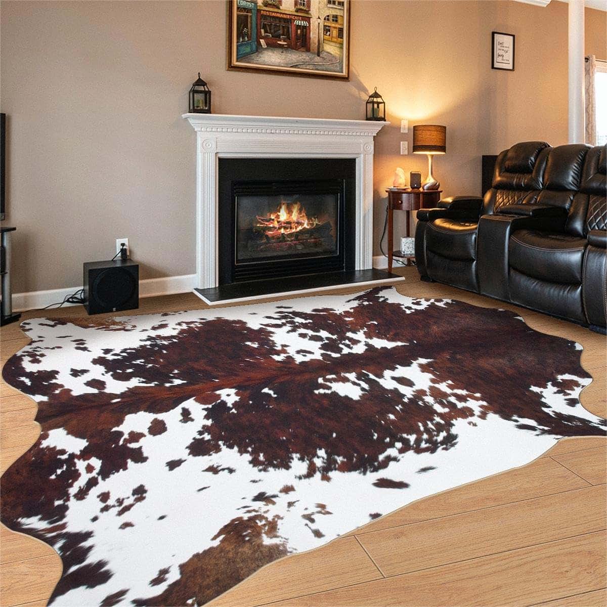 Coffinsea Faux Cowhide Rug Large Tricolor Cow Hide Rug 6.2x7.6 Ft