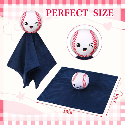 Fanfanwin 15 Inch Baseball Security Blanket Plush Polyester Cuddle Toy for Baby