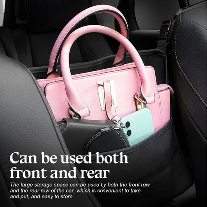zipelo Car Handbag Holder Between Seats, PU Leather Multi-Pocket Organizer, Brown
