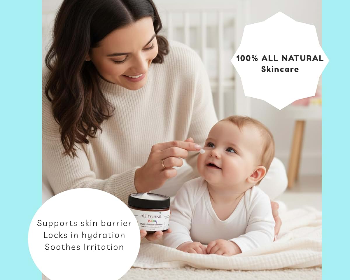 AllyGanic Multipurpose Baby Ointment– Gentle, All-Natural Moisturizer for Sensitive Skin, Diaper Rash, Dry Patches (photo 4)
