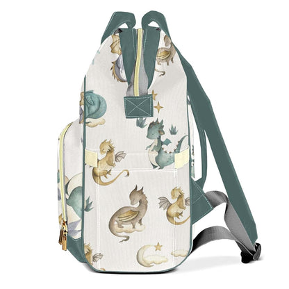 LiSoAkWE Dragon Forest Watercolor Personalized Diaper Bag with Name,Customized Nappy Backpack with Thermal Pockets