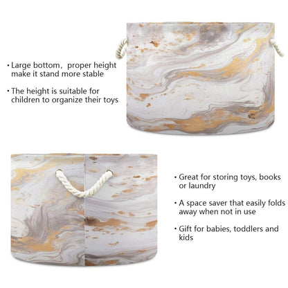 Xigua Marble Cotton Rope Storage Basket for Nursery & Laundry Room