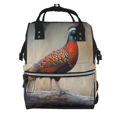 HCBPWVQA Red Pheasant Print Diaper Bag Multifunction Laptop Backpack