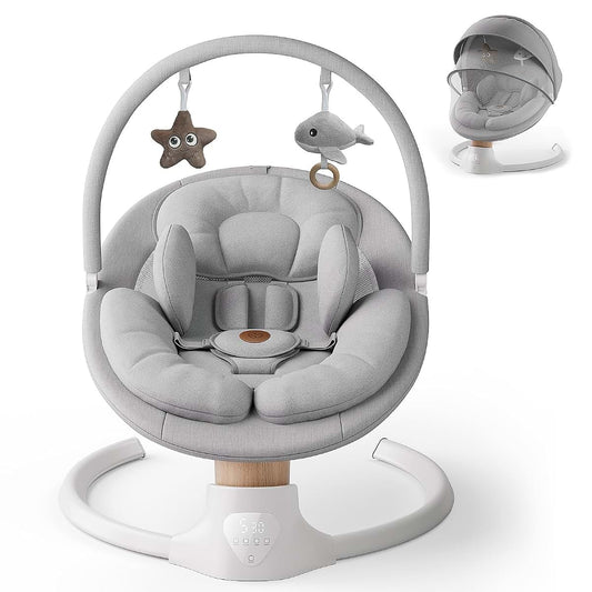 Baby Swings for Infants, FasonBaby Electric Baby Swing with Music Speaker, 5 Speeds, Remote Control and Bluetooth