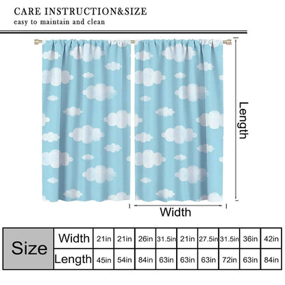 Phtayot Kawaii Clouds Curtain Set | Cute Sky Print Window Decor