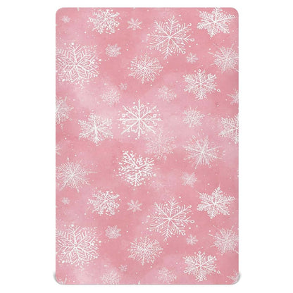 Pfrewn Christmas Fitted Mini Crib Sheet 39x27 Inch Pink Snowflakes Stretch Soft