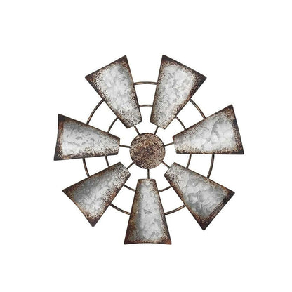 NUEAYMS Small Farmhouse Windmill Wall Decor, Rustic Iron Metal Hanging Art