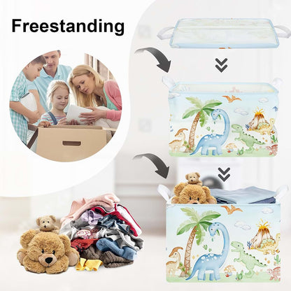 Stars of Dream Dinosaur Baby Laundry Hamper, Collapsible Storage Basket, 36L, Blue