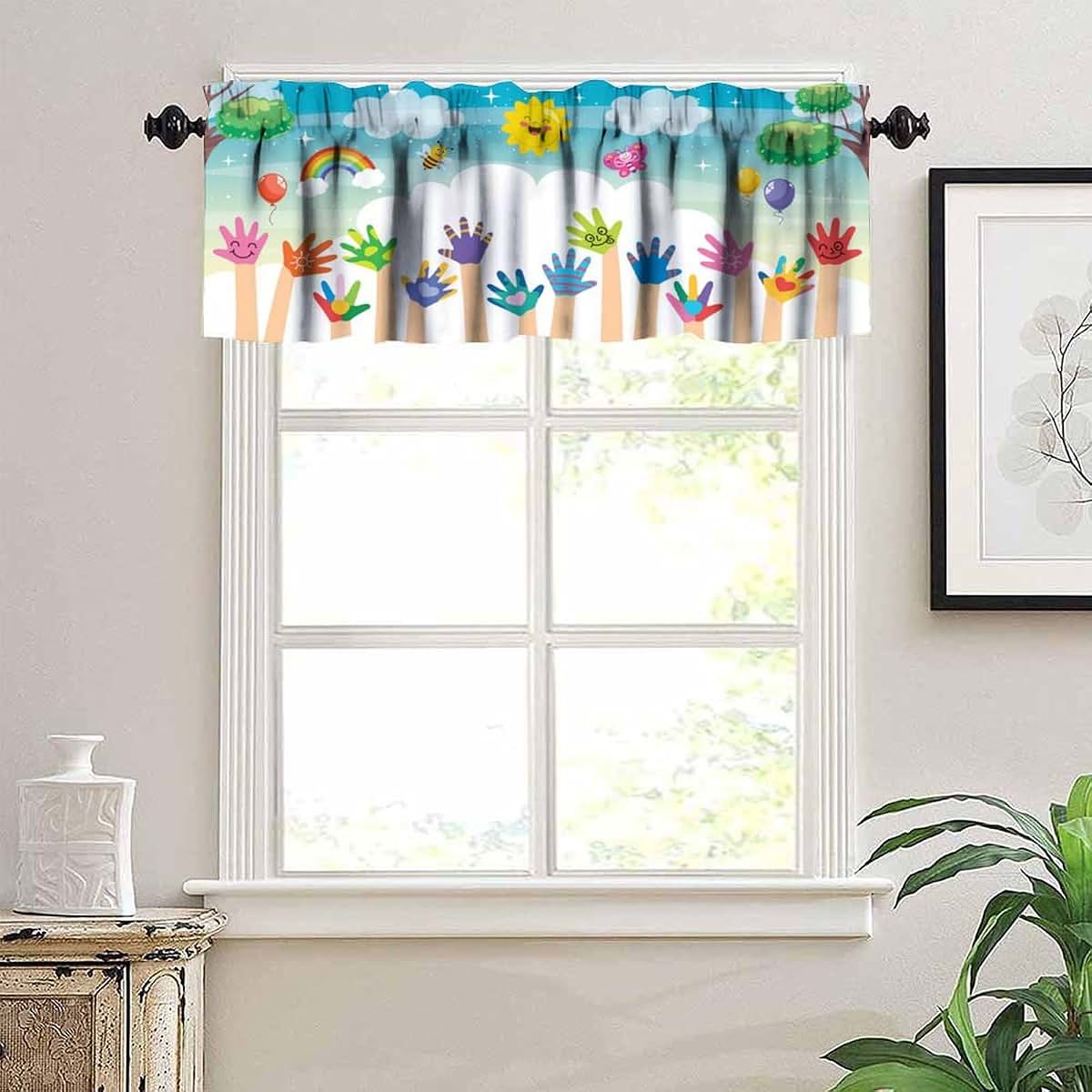 Nitmbi Children's Cartoon Bee Rainbow Valance Curtain 54x18 Inch Polyester