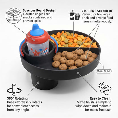 Semihacker Car Seat Snack Tray For 73-76Mm Cup Holders