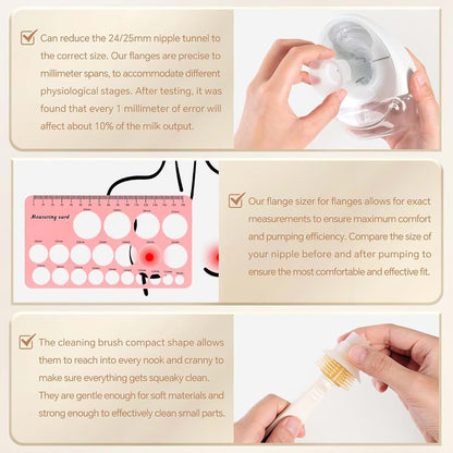 Mompmuir Flange Inserts Sizing Kit, 16PCS for 24mm Breast Pumps