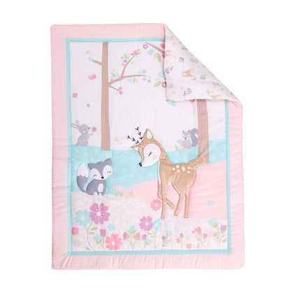 CribMATE 5-Piece Pink Floral Animal Crib Bedding Set (photo 4)