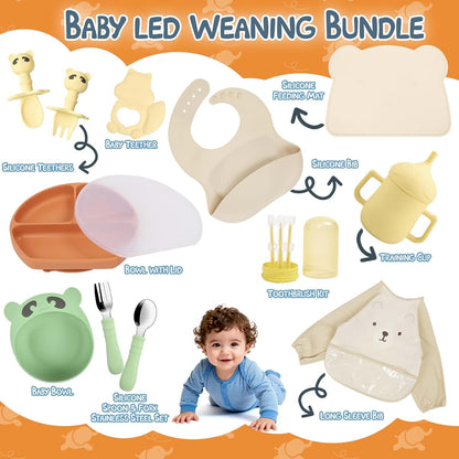 Baby Utensils Set – Feeding Essentials Silicone and Stainless Steel Gift Kit