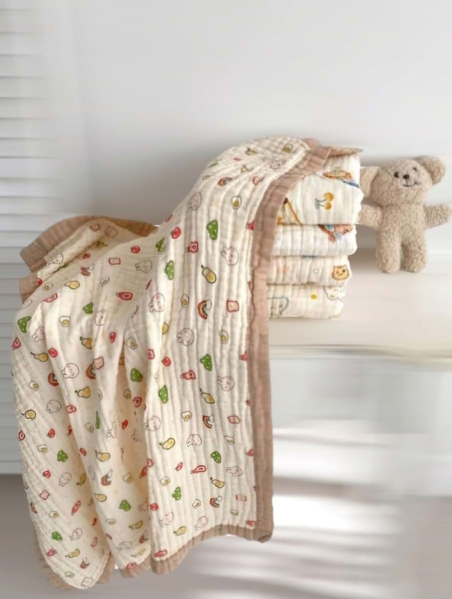 VogueNotion Apparel Baby Muslin Gauze Cotton Blankets, Animal Print, Multicolor, Crib (OS, Fruit & Veggies) (photo 3)
