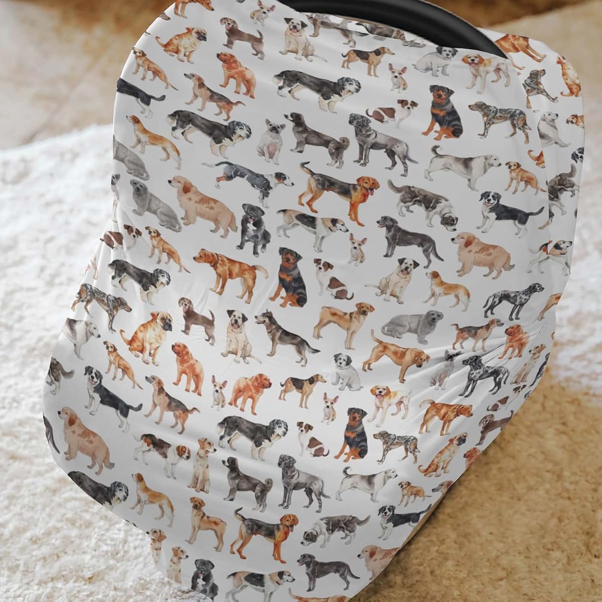 Watercolor Dogs Stretchy 5-In-1 Car Seat Nursing Cover