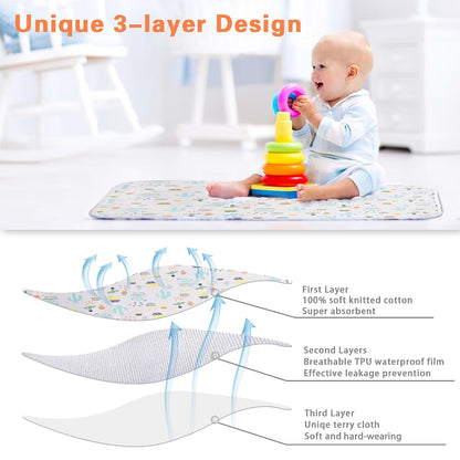 WinReal Baby Diaper Changing Pad, Portable 3 Pack Waterproof