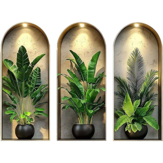 BabyOneStop 3D Watercolor Plant Wall Stickers, Self-Adhesive Potted Vine Decals