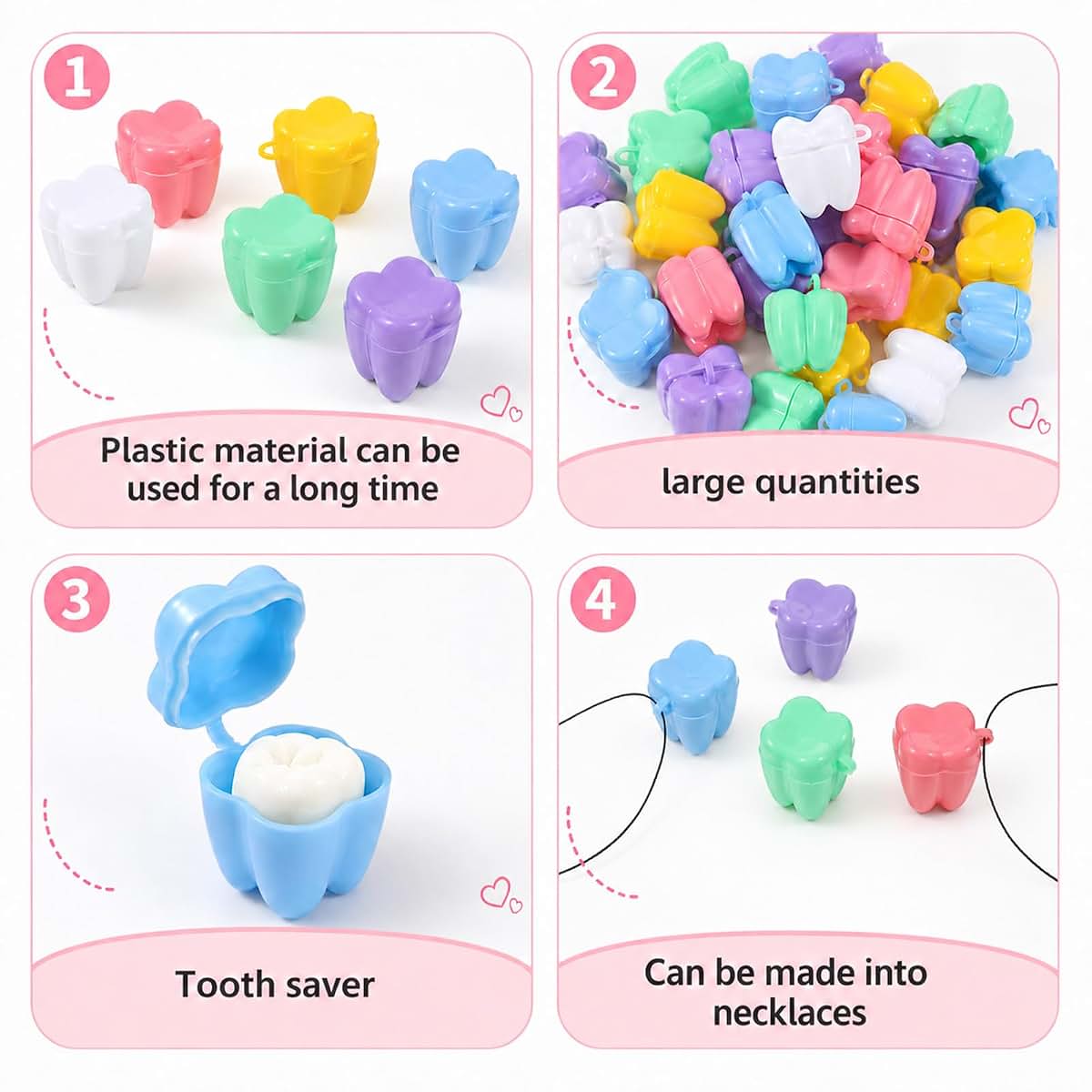 Lnidpd 40 Pcs Tooth Container Lost Teeth Holders Plastic Tooth Saver Box Colorful Fairy Storage Cases for Boys Girls (photo 4)