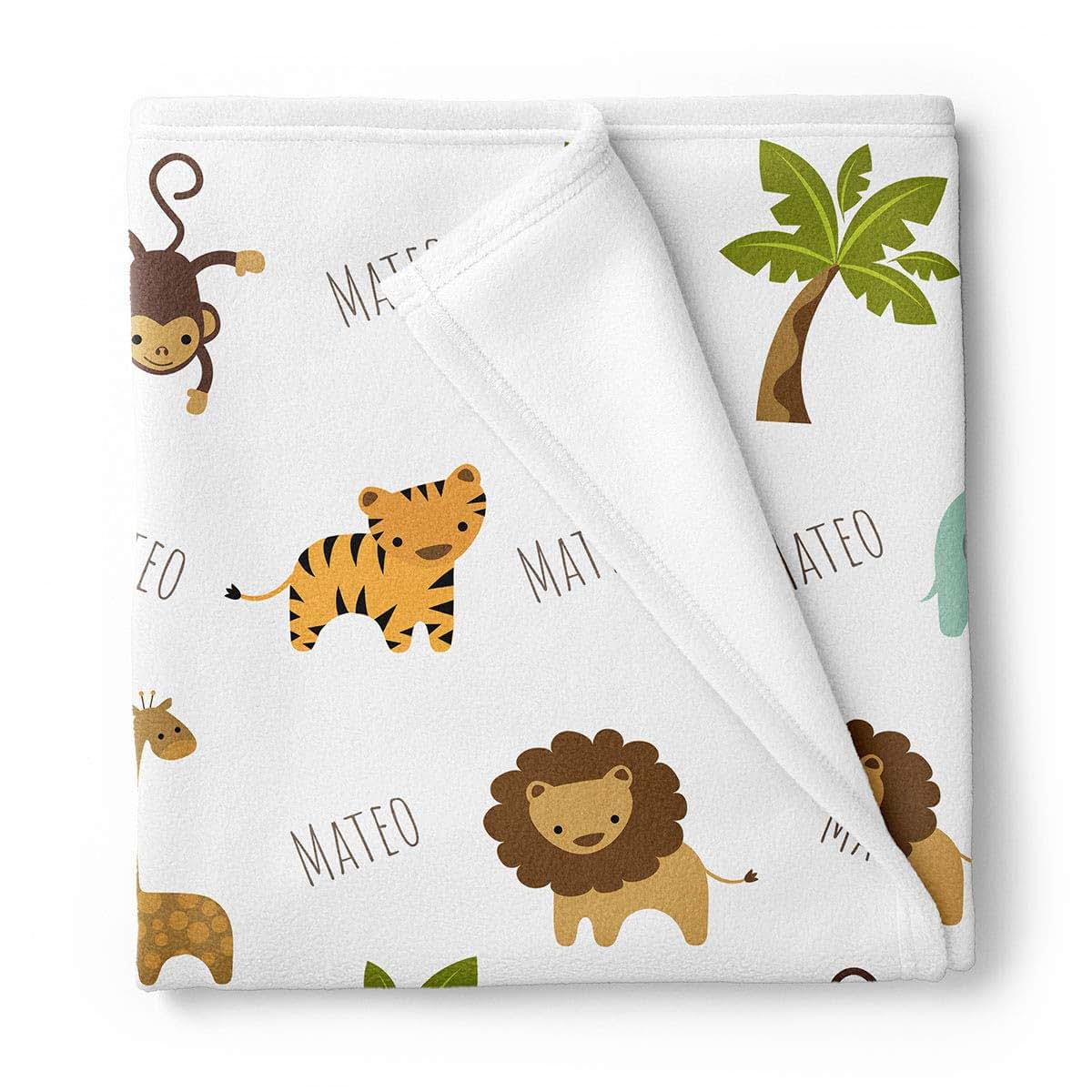 Lovable Gift Co Personalized Fleece Jungle Animals Baby Blanket, Jungle Nursery